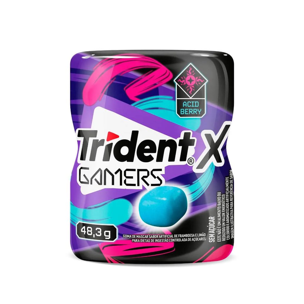 Goma de Mascar Trident X Gamers Acid Berry Sem Açúcar 48,3g