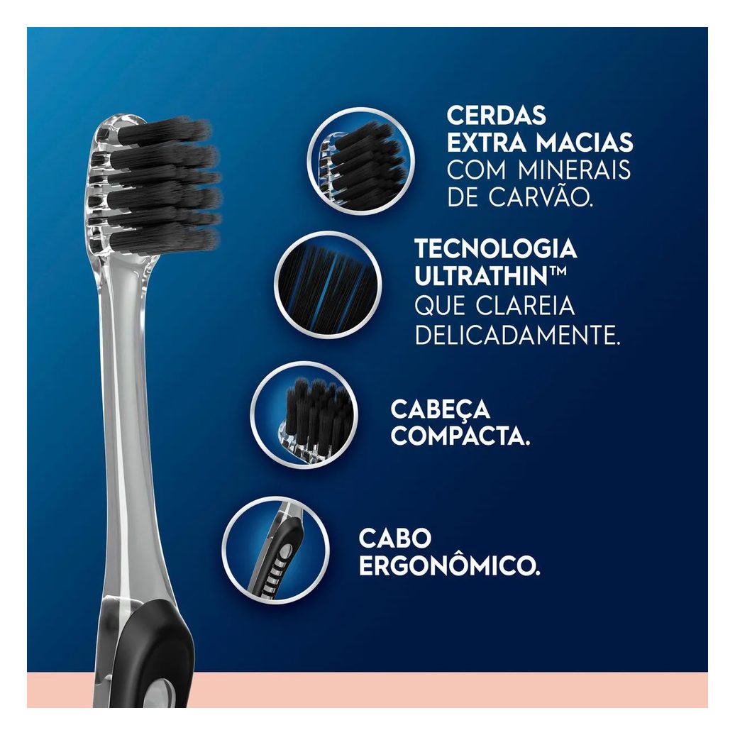 Escova de Dente Oral-B Purification Sensitive Cerdas Ultrafinas Minerais de Carvão 2 unidades