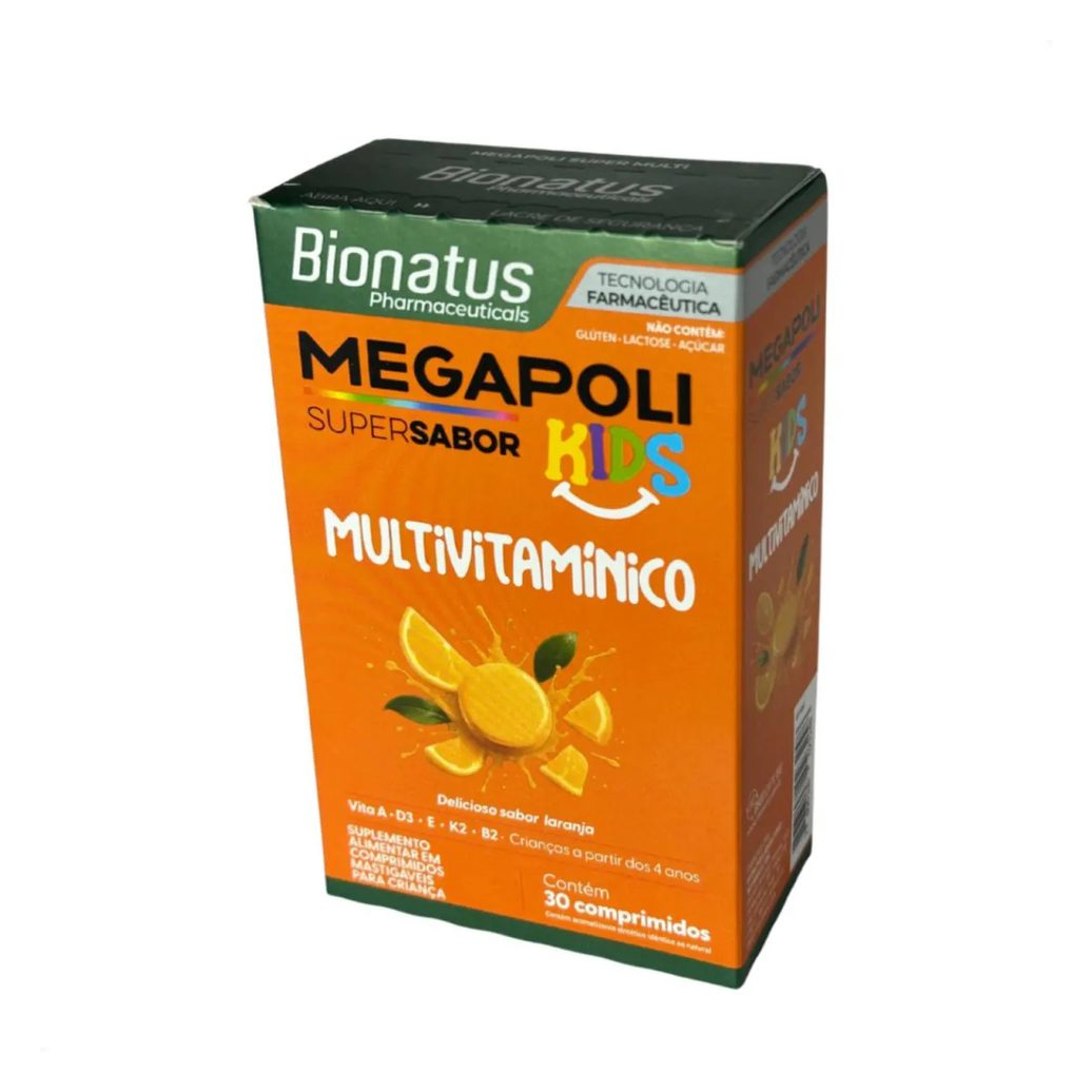 Megapoli Kids Multivitaminico Sabor Laranja - 30 comprimidos