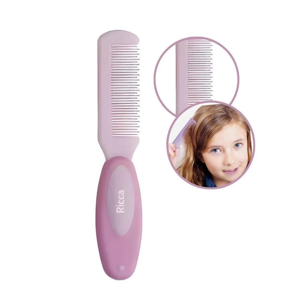 Pente de Cabelo Baby Rosa Infantil Bebê com Pontas Arredondadas Ricca