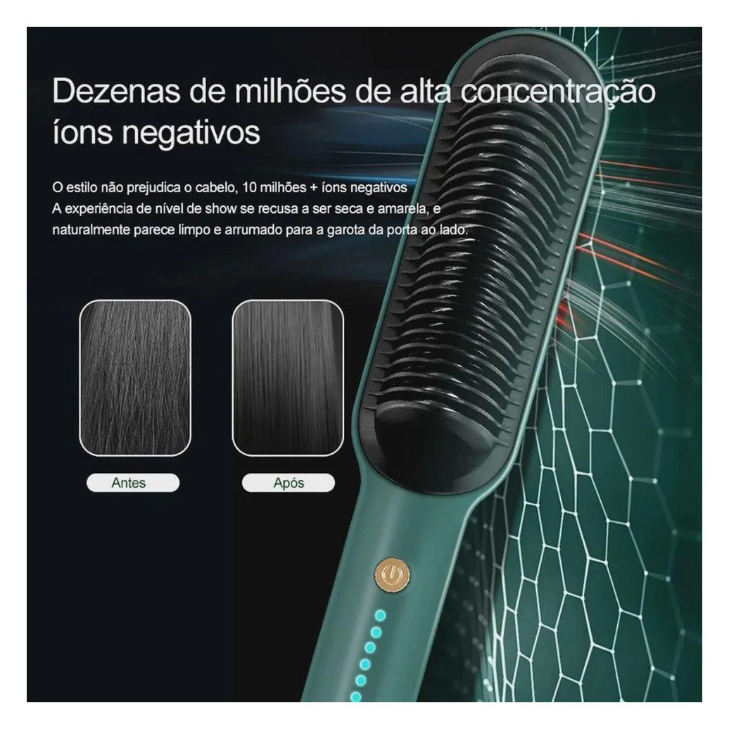 Escova de Alisamento de Cabelo Profissional 2 em 1, Penteadeira de Cerâmica Quente Verde