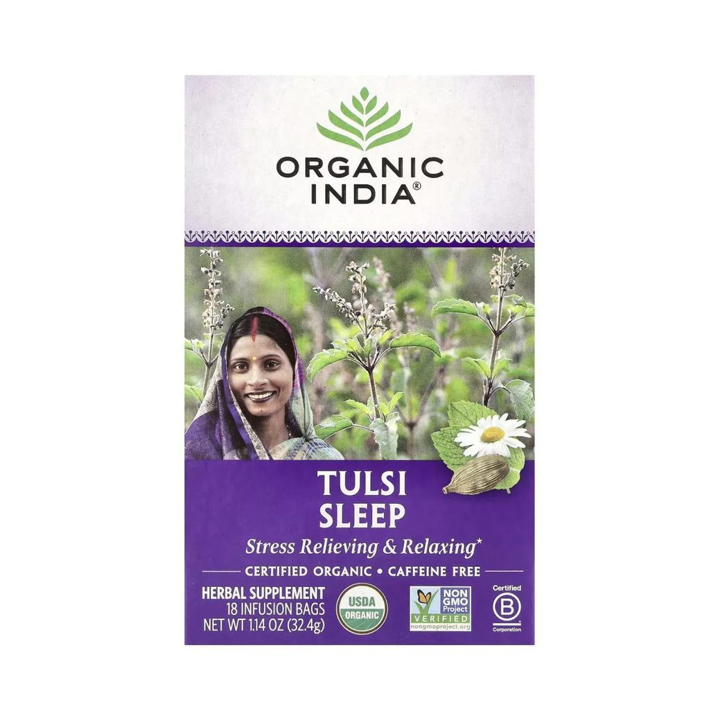 Chá Tulsi Sleep sem Cafeína 18 Sachês de Infusão 32,4G - Organic India