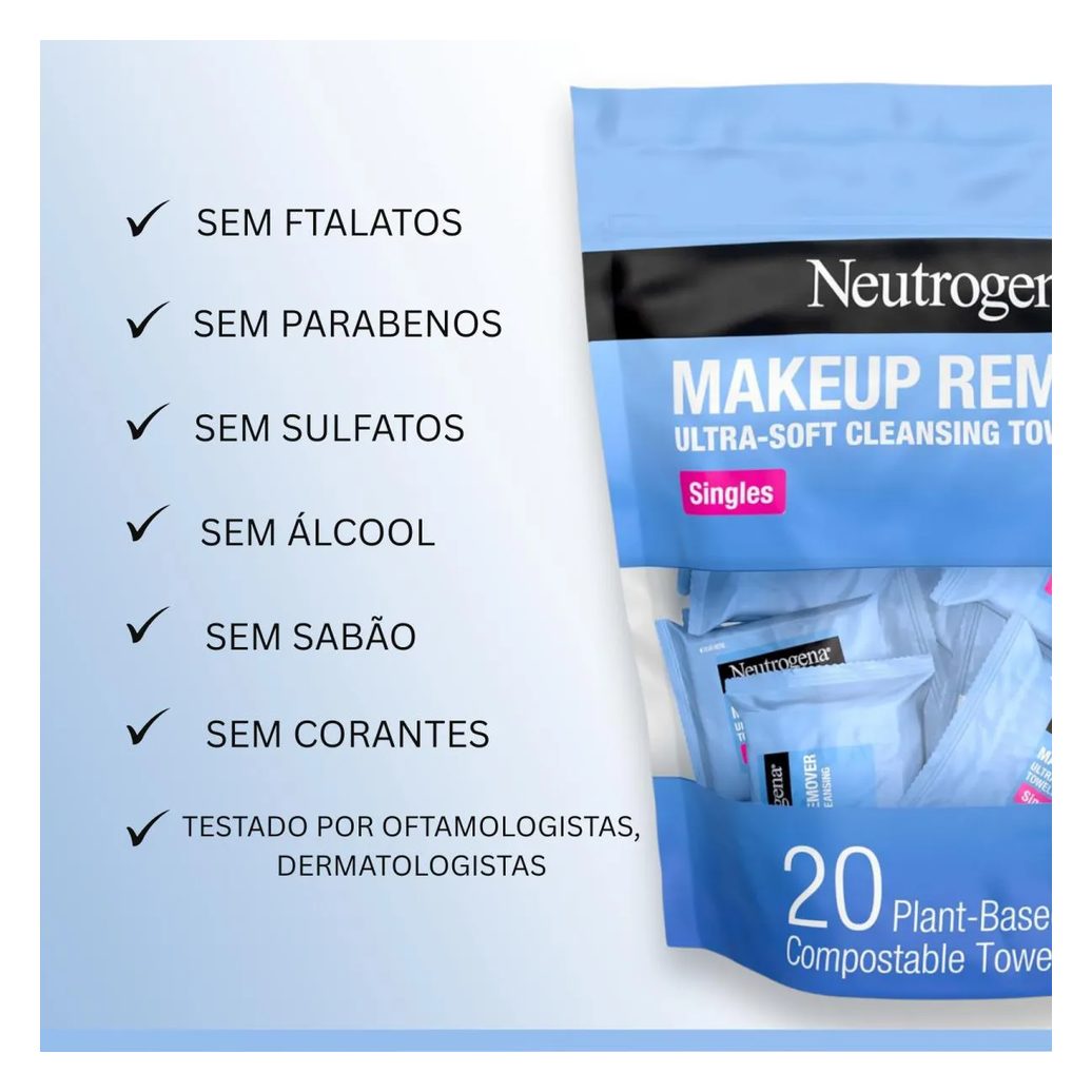 Lenço Demaquilante Umidecido sem Álcool 20 Un - Neutrogena