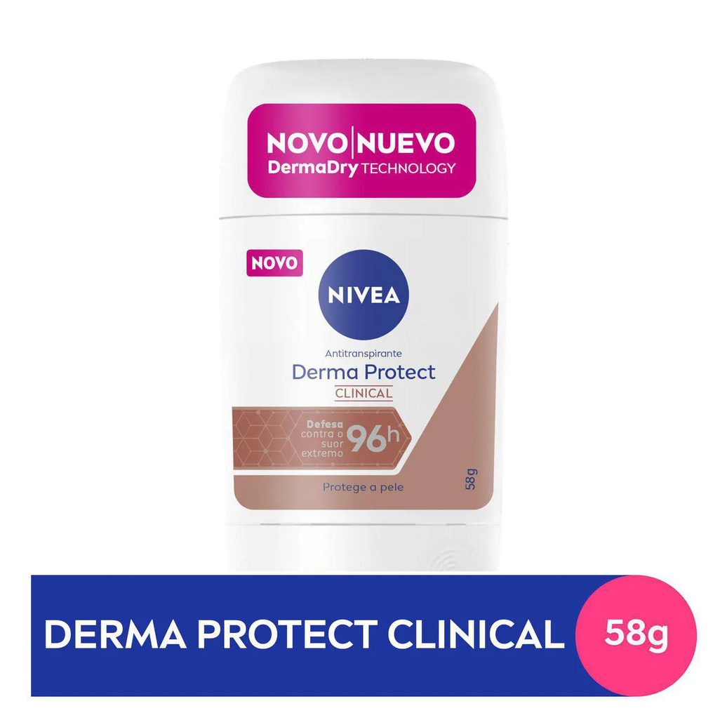 Desodorante Antitranspirante Stick Barra Nivea Derma Protect Clinical Feminino 96h 54g