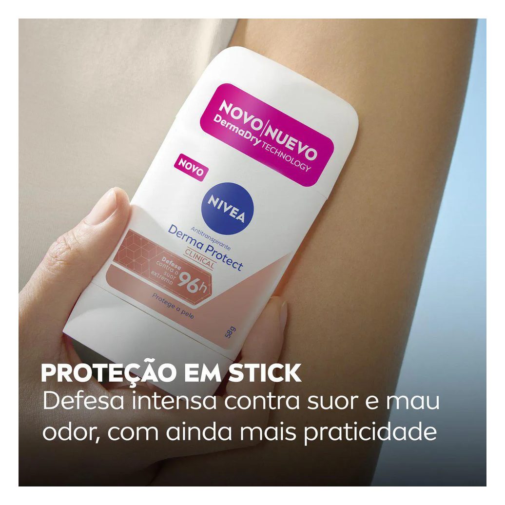 Desodorante Antitranspirante Stick Barra Nivea Derma Protect Clinical Feminino 96h 54g