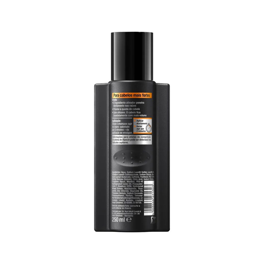 Kit Alpecin Caffeine Shampoo Antiqueda Black Edition 250ml + Tônico Capilar Liquid 200ml