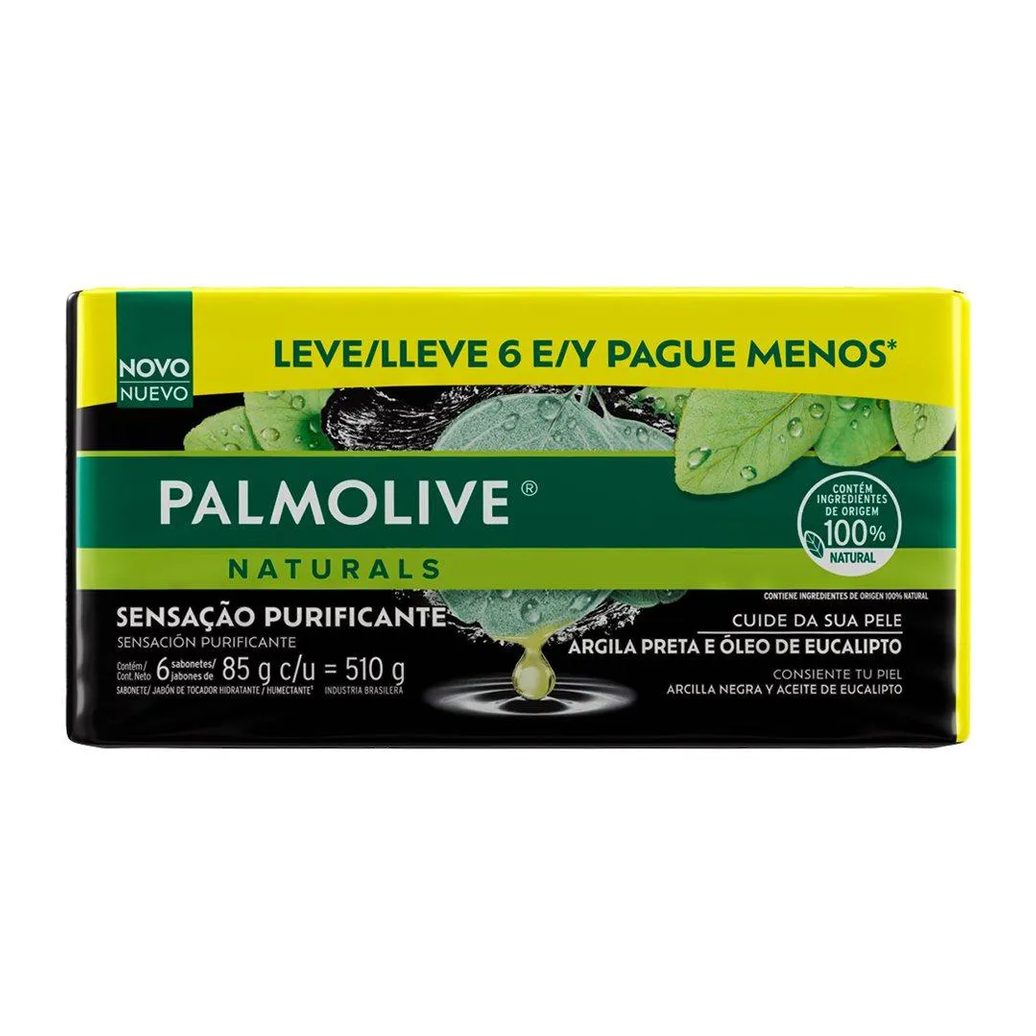 Sabonete Palmolive Naturals Sensação Purificante Argila e Eucalipto 85g - Embalagem com 6 unidades