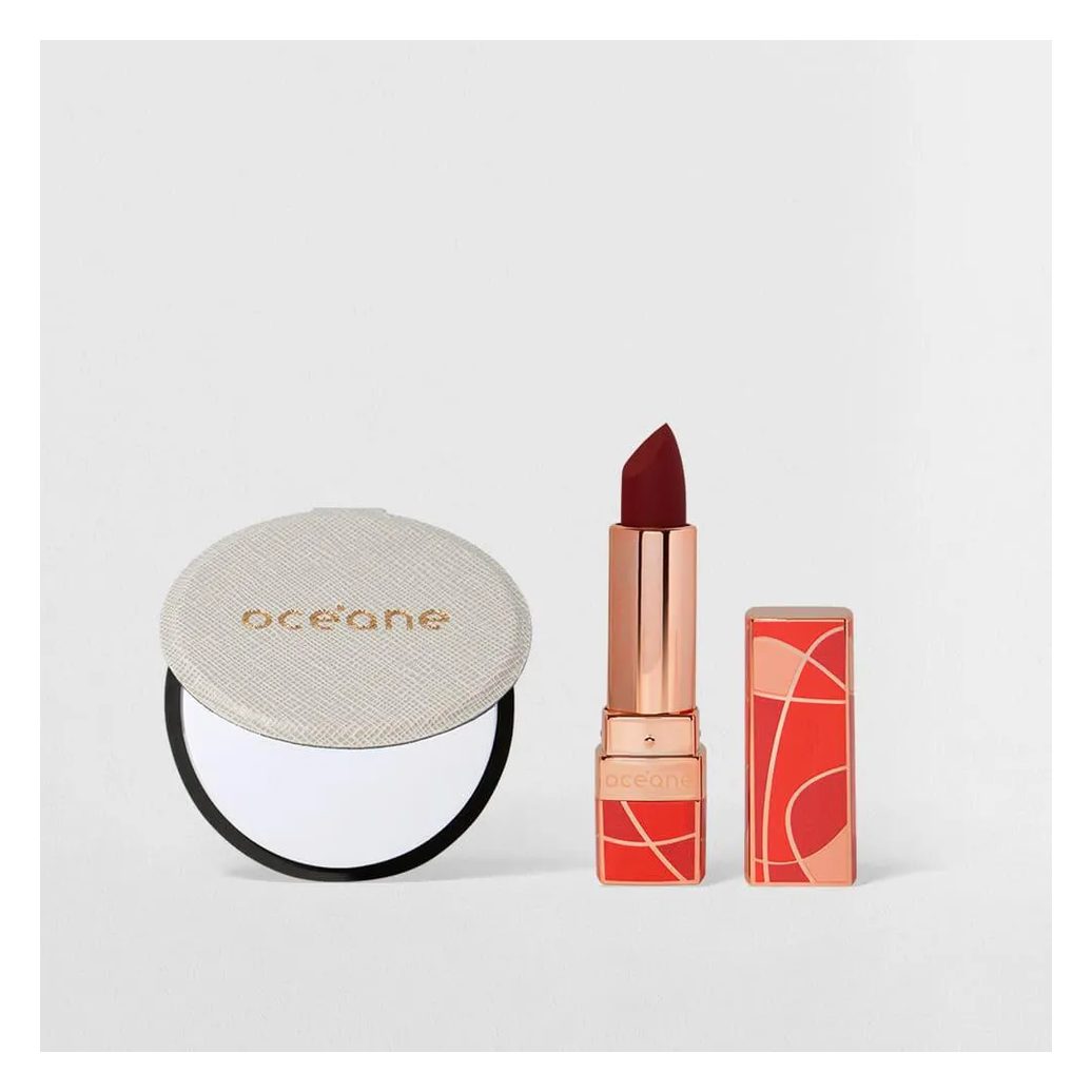 Kit Espelho Compacto + Batom Vinho Capri (2 Produtos)