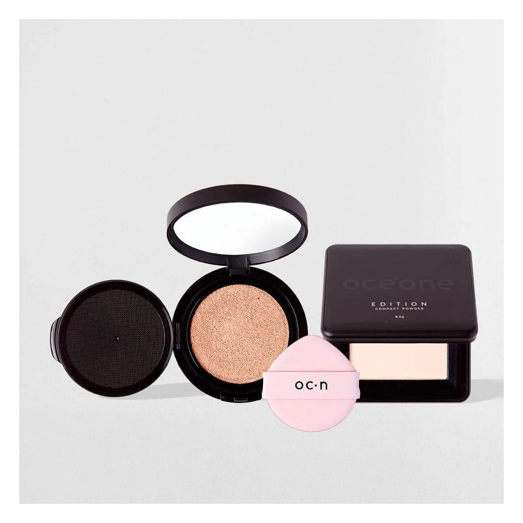 Kit Base Líquida Cushion 05 + Pó Compacto Porcelain Océane Edition (2 Produtos)
