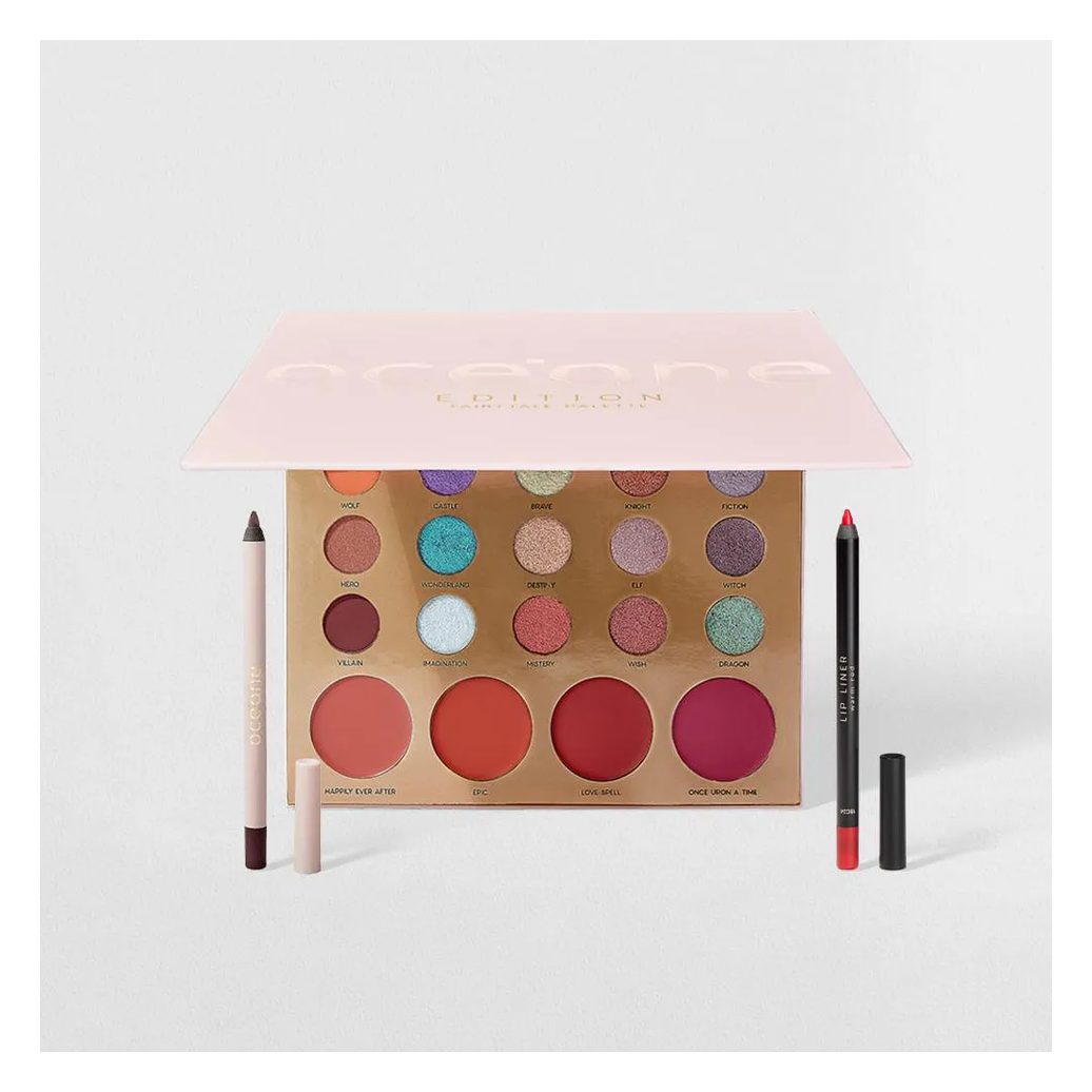 Kit Paleta Multifuncional Fairytale + Lápis para Olhos Bordô + Lápis Labial Vermelho Océane Edition (3 Produtos)