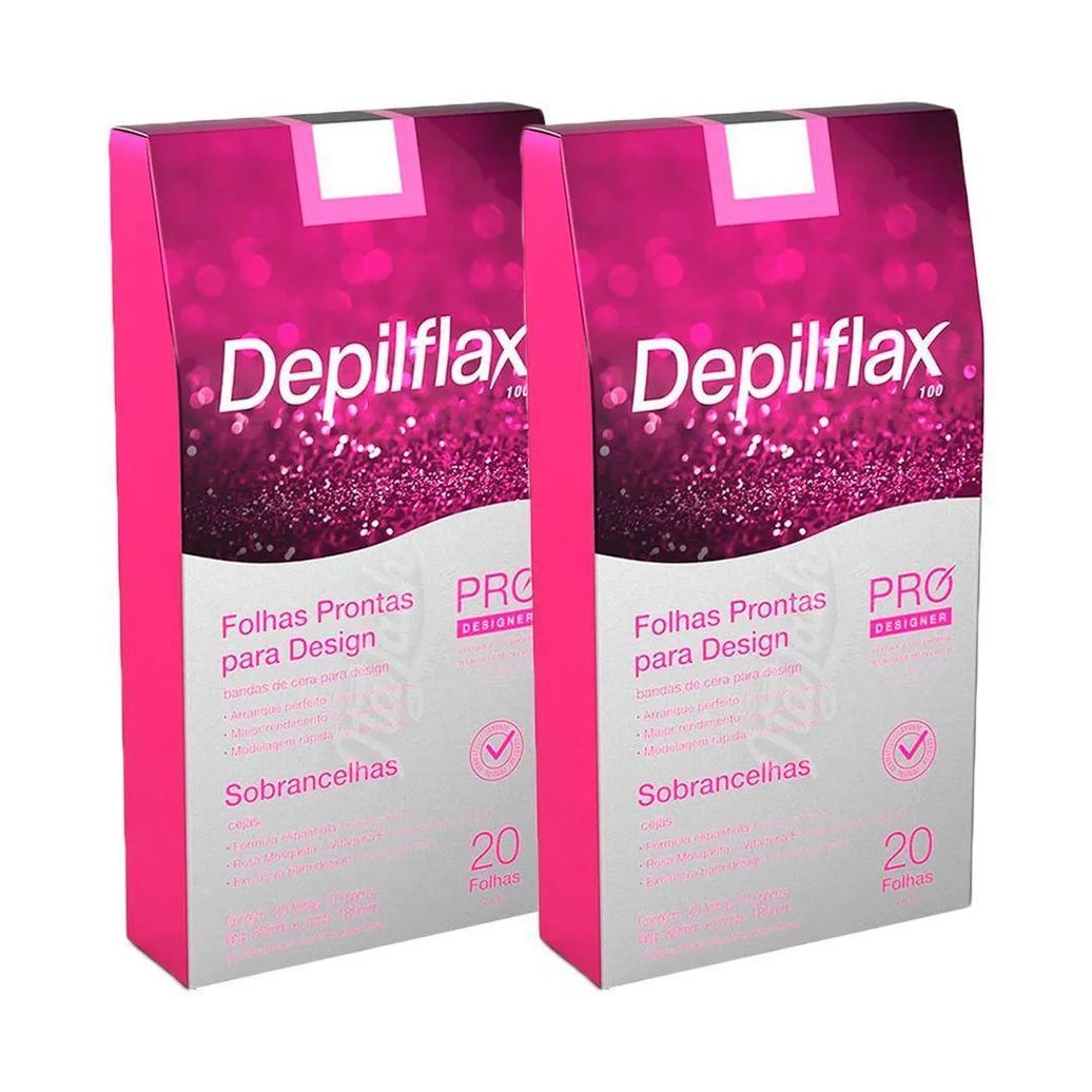 Folha de Cera Fria Kit 40Un Prontas Depilação Facial Design Sobrancelhas Rosa Modelagem Depilflax