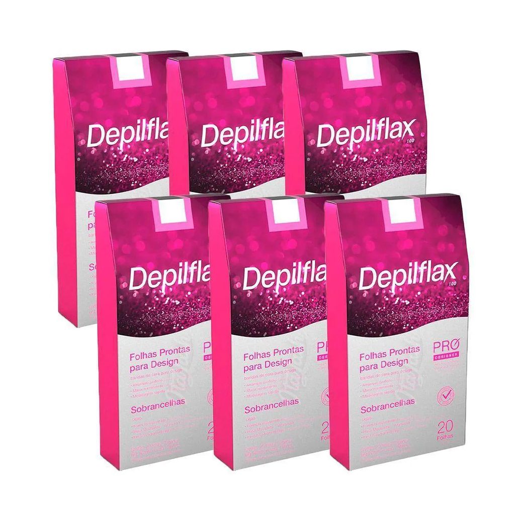 Folha de Cera Fria Kit 120Un Prontas Depilação Facial Design Sobrancelhas Rosa Modelagem Depilflax