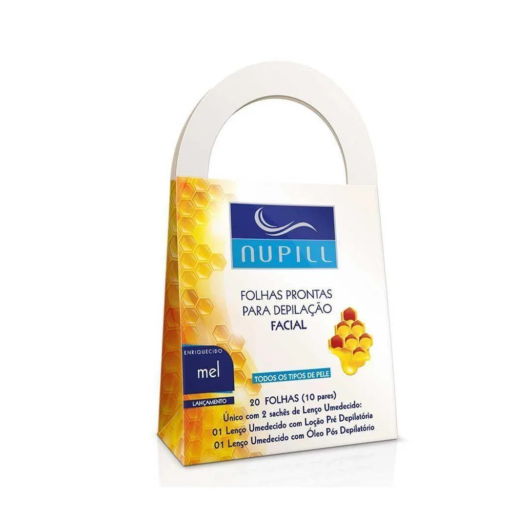 Folhas Prontas para Depilação Facial Buço Sobrancelha Mel Nupill 20 Folhas