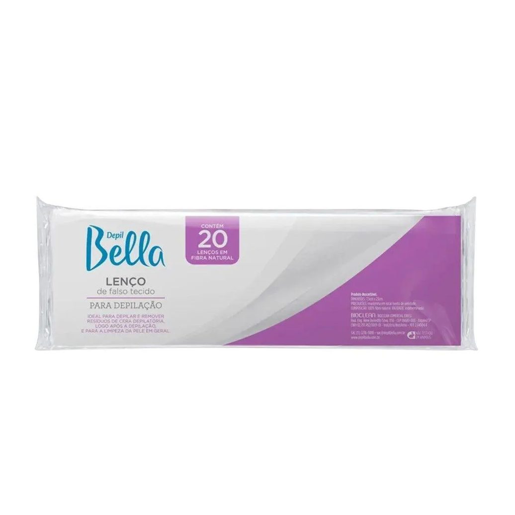 Lenços Depilação Falso Tecido Fibra Natural Depil Bella 20Un