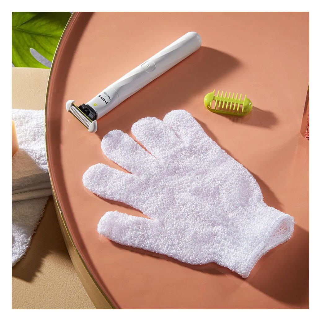 Depilador Philips OneBlade Intimate 1 unidade de lâmina Skin Protect + 1 pente corporal 3mm + 1 luva de esfoliação