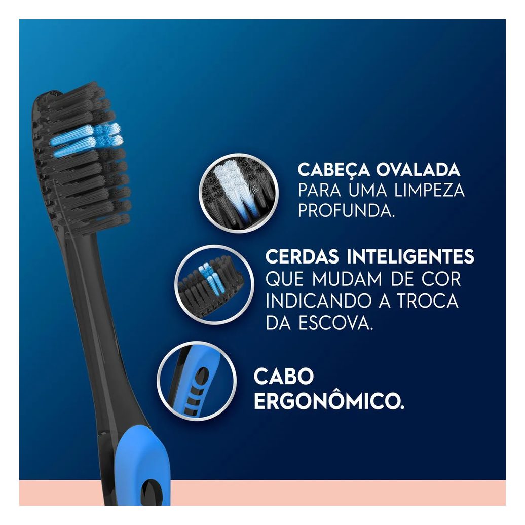 Escova de Dente Oral B Indicator Black Sensitive com Carvão 3 unidades