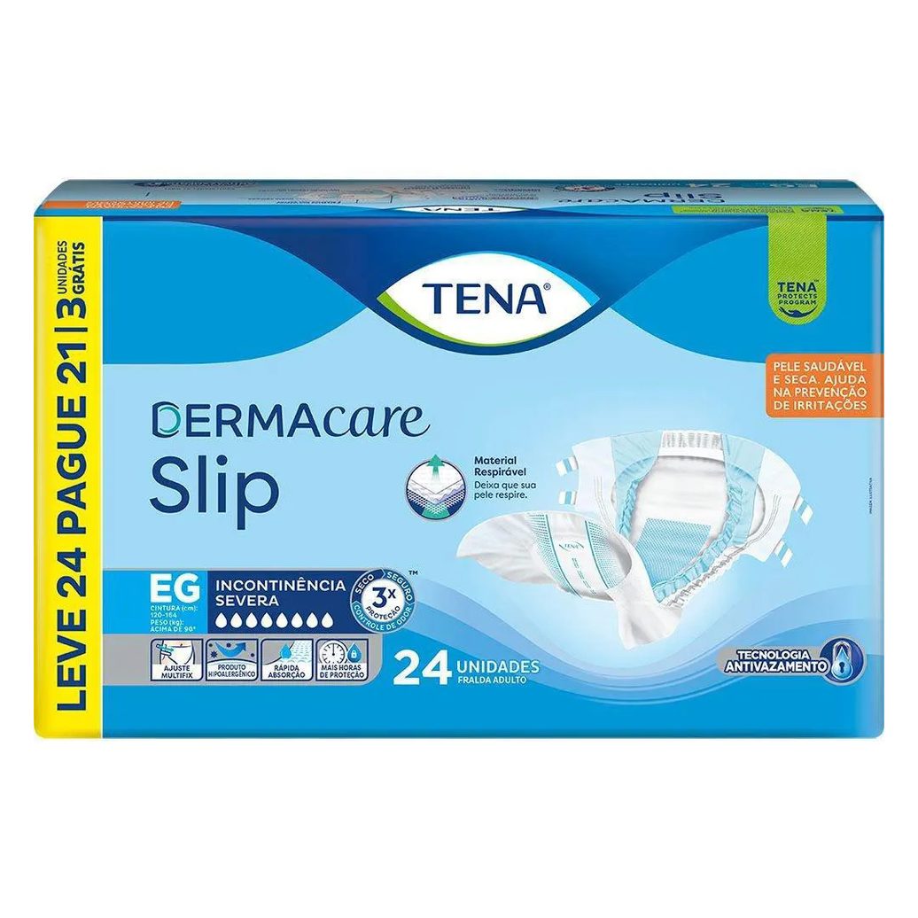 Fralda Geriátrica Tena Slip Dermacare Eg Leve 24 Pague 21 Unidades