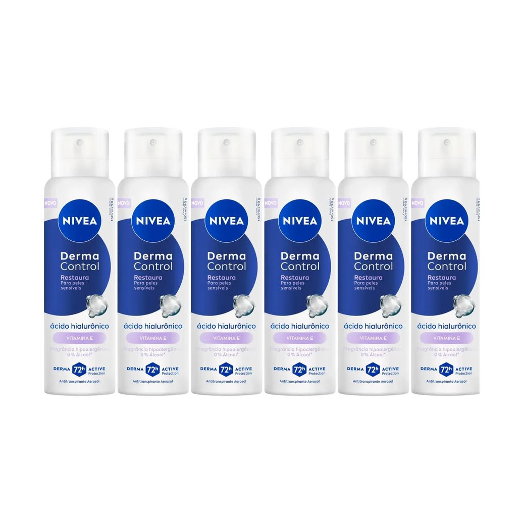 Kit Desodorante Antitranspirante Aerossol Nivea Derma Control Restaura 150ml 6 unidades