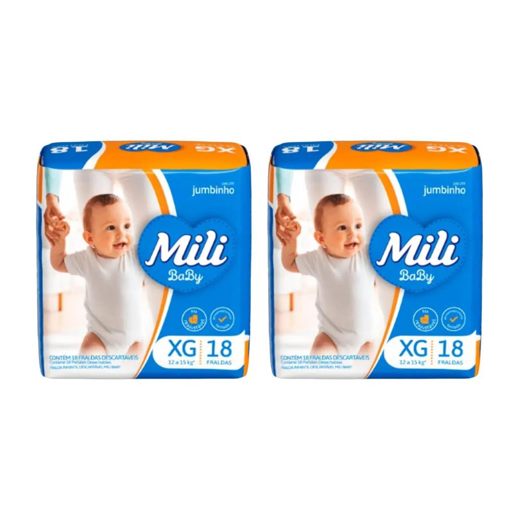 Kit C2 Fralda Descartável Infantil Xg Jumbinho - Mili Baby