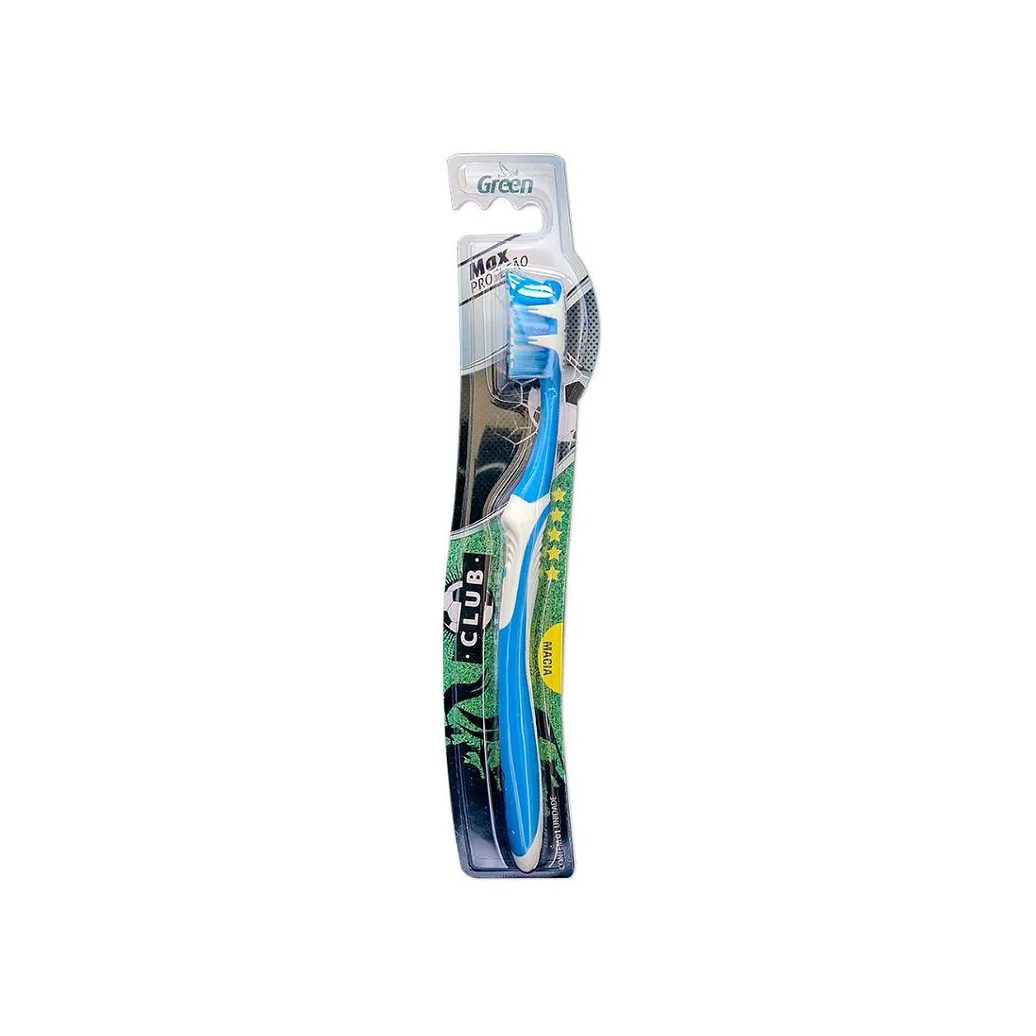 Escova Dental Adulto Azul Macia Max Proteção Club Green