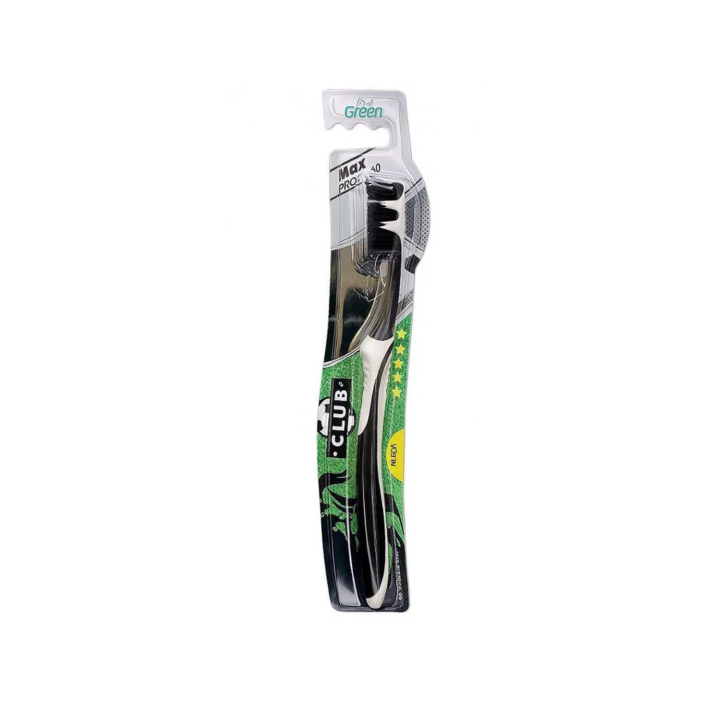 Escova Dental Adulto Preta Macia Max Proteção Club Green