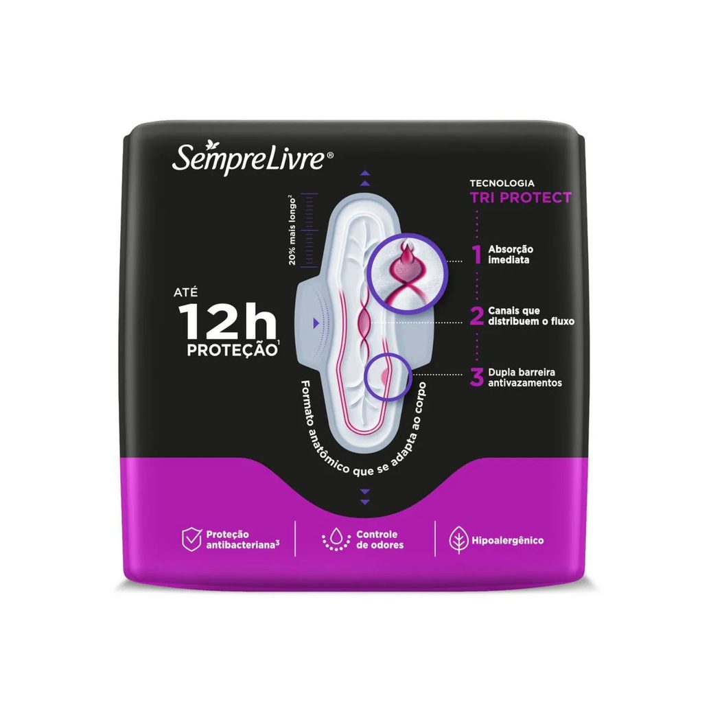 Absorvente Sempre Livre Conforto Noturno Cobertura Suave Com Abas com 8 unidades