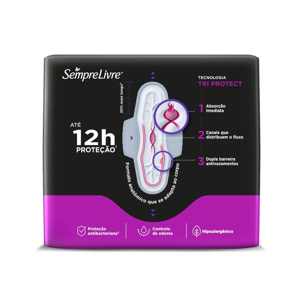 Absorvente Sempre Livre Conforto Noturno Cobertura Suave Com Abas 32 unidades