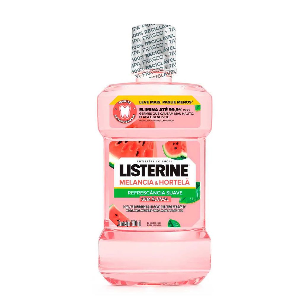 Enxaguante Bucal Sem Álcool Listerine Melancia & Hortelã 500ml