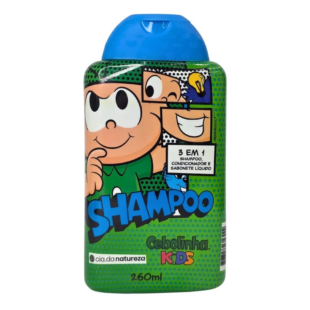 Shampoo 3 em 1 Extrato de Kiwi e Maçã Cebolinha Kids Cia. da Natureza 260Ml