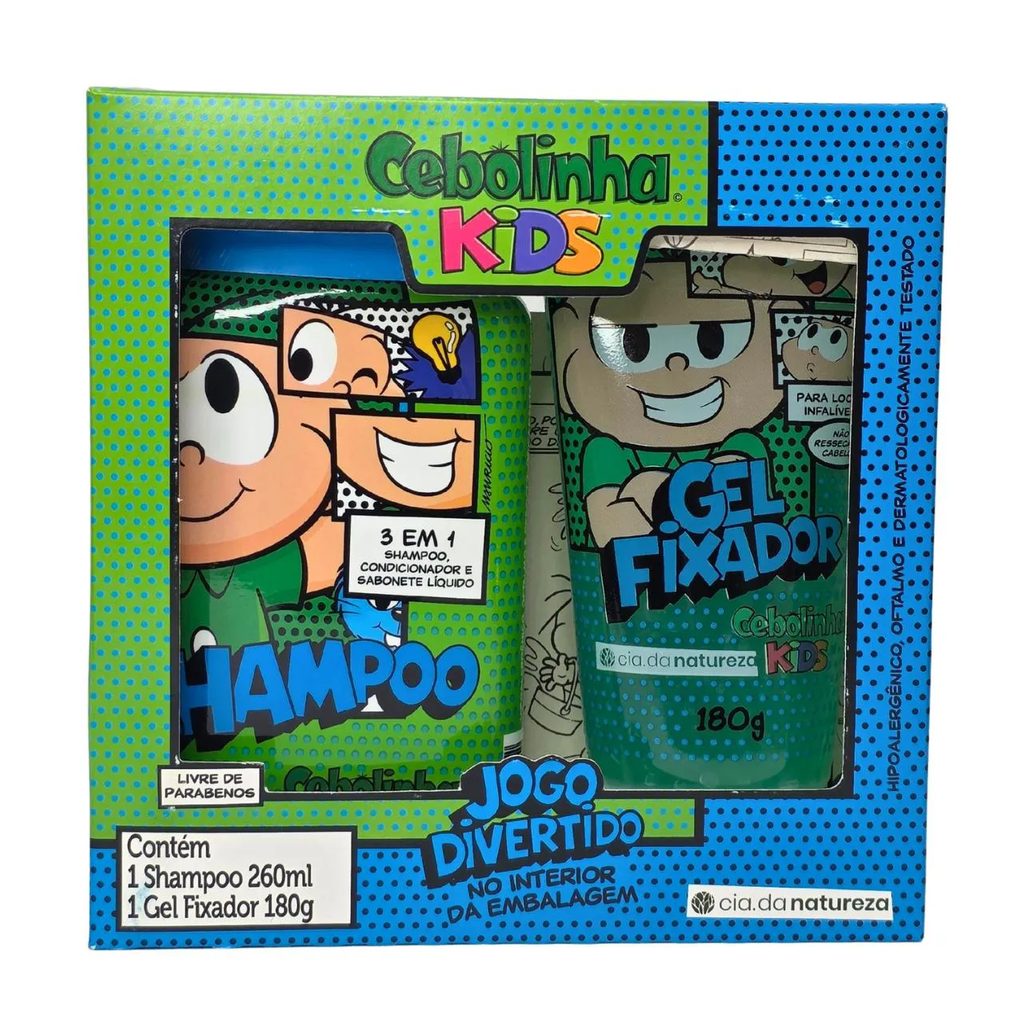 Kit Shampoo 3 em 1 Extrato de Kiwi e Maçã + Gel Fixador Cebolinha Kids Cia. da Natureza