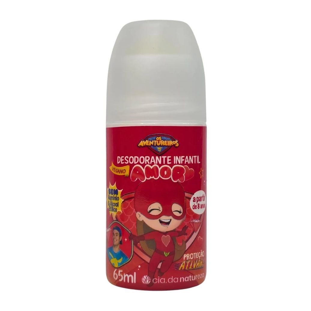 Desodorante Infantil sem Alumínio e Álcool Etílico Vegano Amor os Aventureiros Luccas Neto Cia. da Natureza 65Ml
