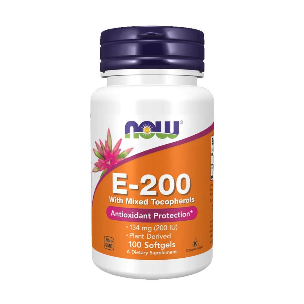 Vitamina E-200 Now Foods Tocoferóis 100Sof Produto Importado