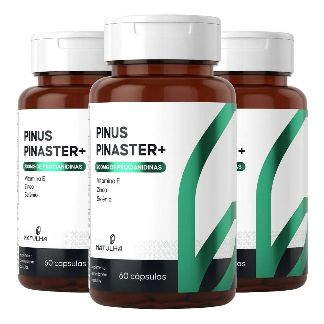 Kit 3X Pinus Pinaster com Vitamina E, Zinco e Selênio 60 Cápsulas - Natulha