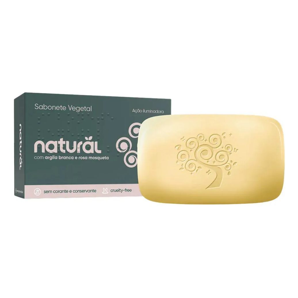 Sabonete em Barra Natural com Argila Branca e Óleo de Rosa Mosqueta 80G - Orgânico Natural