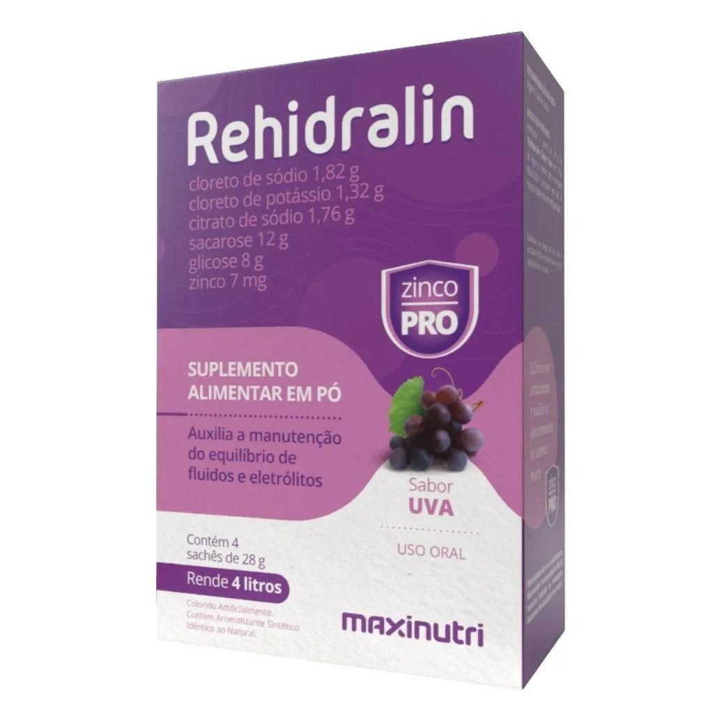 Rehidralin (Repositor de Eletrólitos) 4 Sachês - Maxinutri UVA