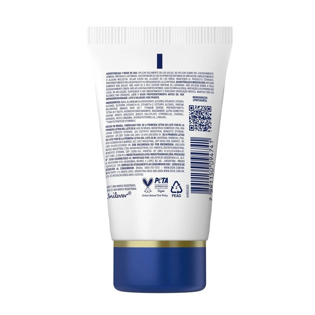 Desodorante Antitranspirante Creme Dove Creme Sérum Reparação Diária Feminino 48h 50g
