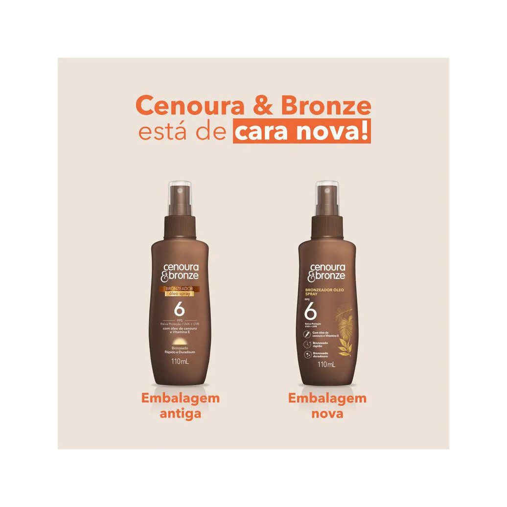 Óleo Bronzeador Cenoura & Bronze FPS 6 Óleo Spray 110ml