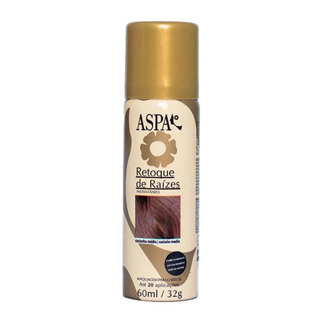 Maquiagem para os Cabelos Aspa Retoque de Raízes 60Ml Castanho Médio