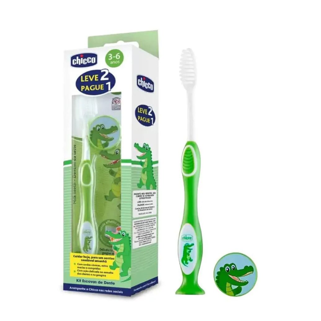Pack 2 Escovas de Dentes 3 a 6 Anos Verde - Chicco