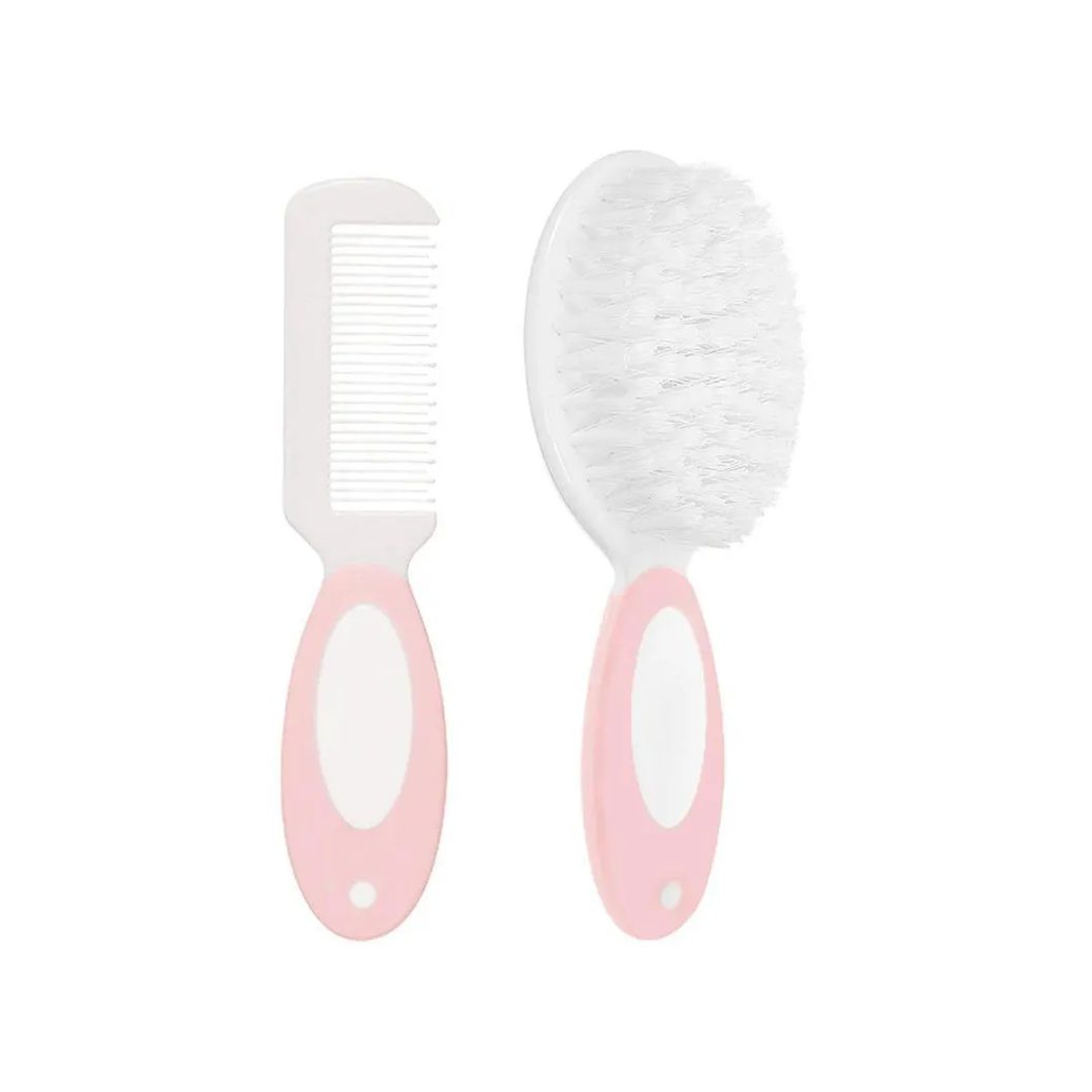 Escova e Pente Cerdas Macias para Bebe Rosa Buba 12643