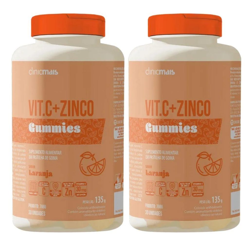 Kit 2X Vitamina C + Zinco Gummies 30 Gomas - Clinicmais