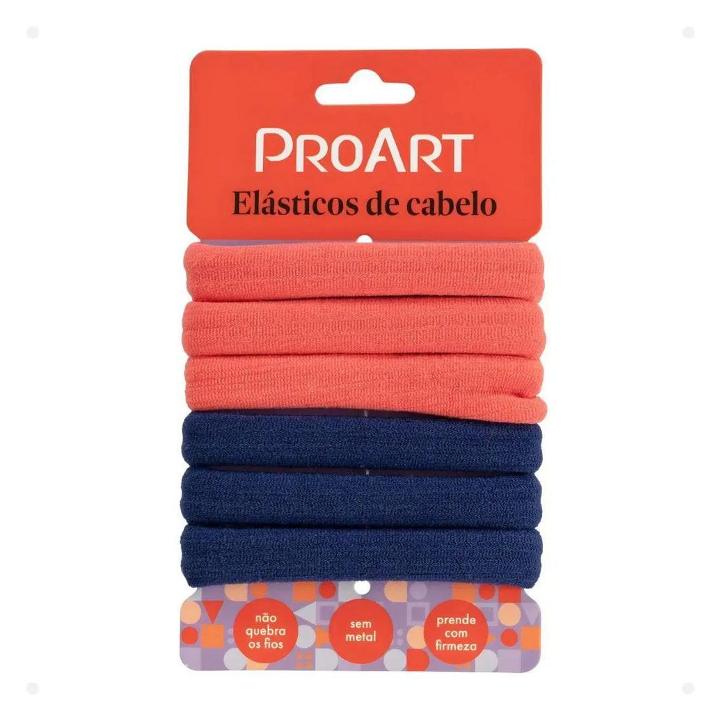 Elásticos de Cabelo Proart Cor Azul e Laranja Ec19B