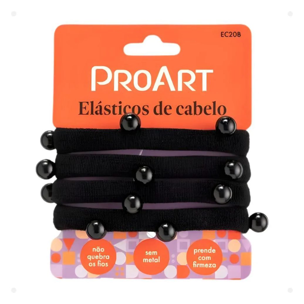 Elásticos de Cabelo Proart Cor Preto com Bolinhas Ec20B