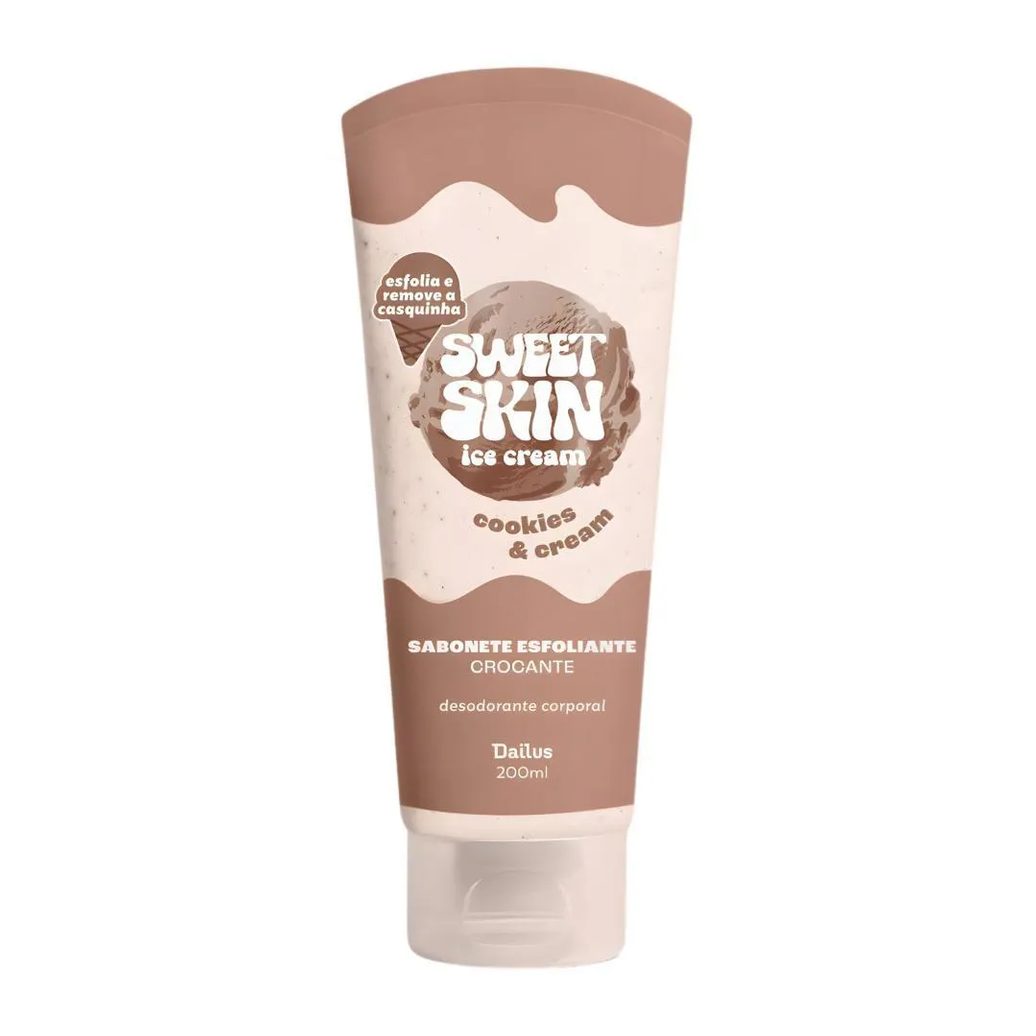 Sabonete Esfoliante Crocante Corporal Dailus Sweet Skin Ice Cream Cookies e Cream 200Ml