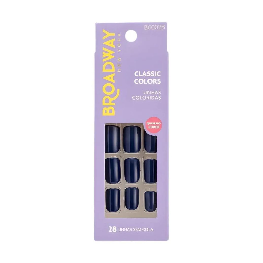 Unhas Postiças Broadway Kiss Ny Classic Colors Quadrado Curto Baby Blue Bco02B