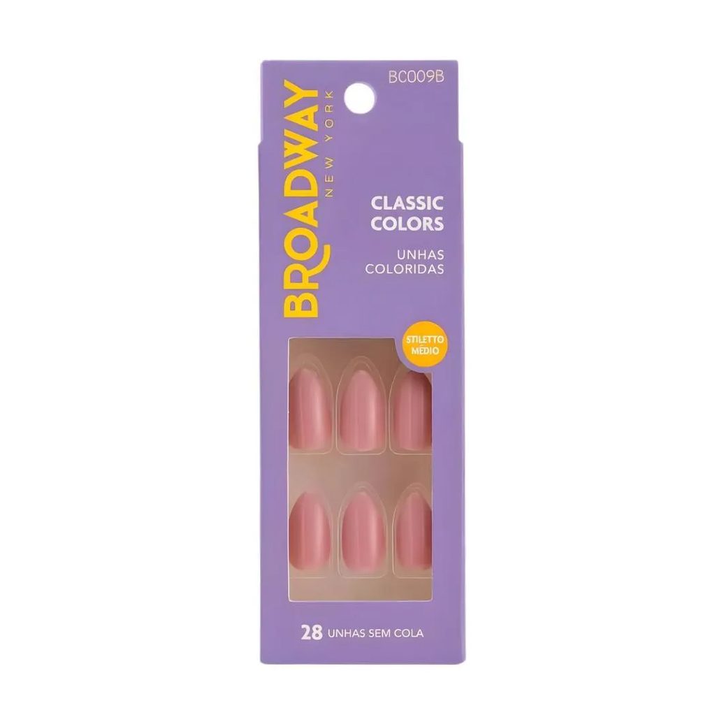Unhas Postiças Broadway Kiss Ny Classic Colors Stiletto Médio Forest Bc009B