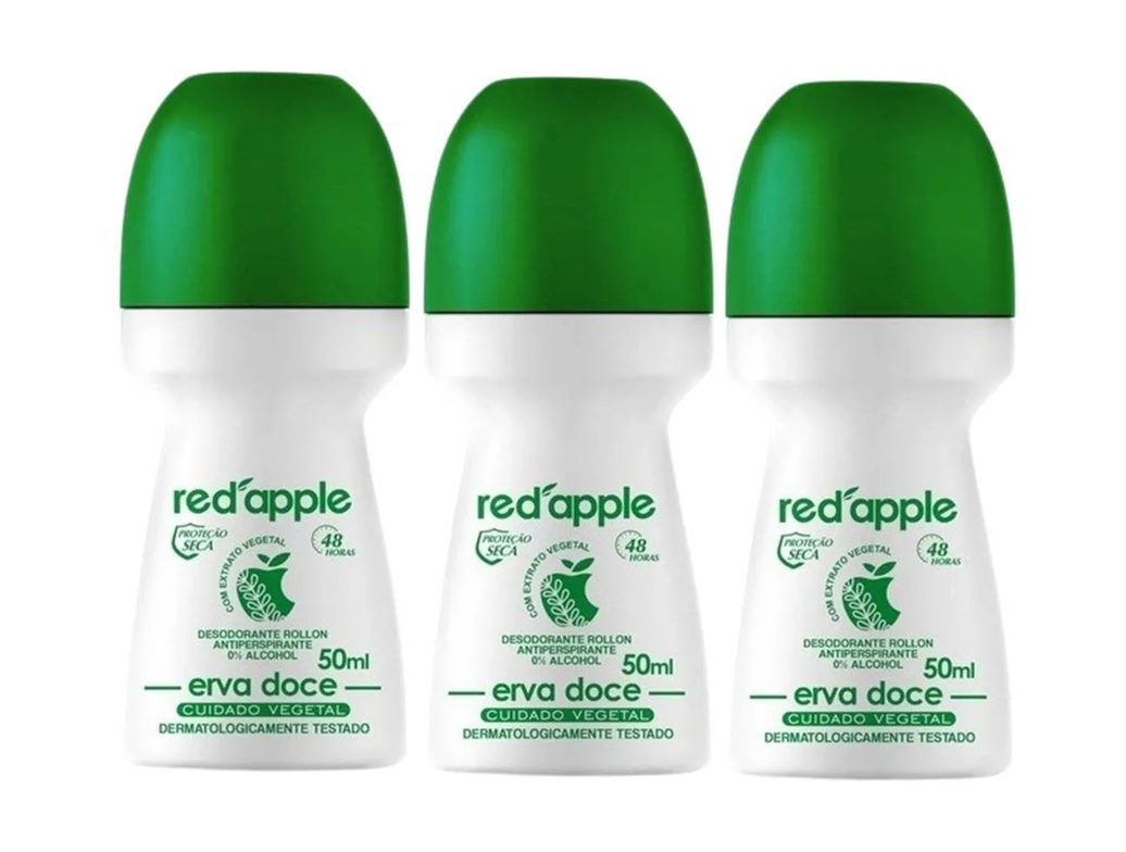 Kit 3 Desodorante Red Apple Erva Doce Roll-On 50Ml