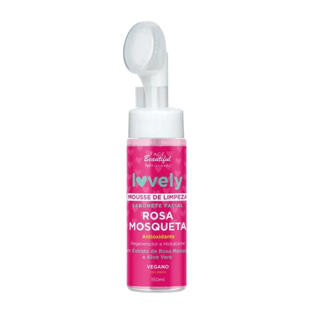Sabonete Facial Mousse Espuma de Limpeza Rosa Mosqueta 150Ml – Face Beautiful | Limpeza Profunda, Hidratação, Skincare