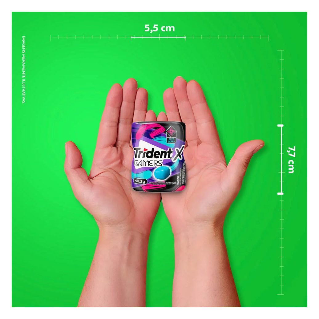 Goma de Mascar Trident X Gamers Acid Berry Sem Açúcar 48,3g