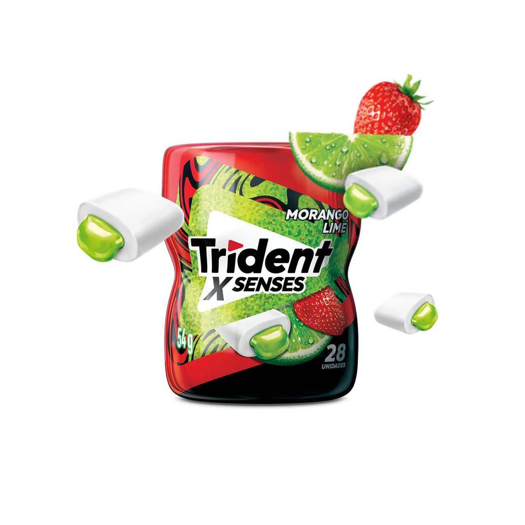 Goma de Mascar Trident X Senses Morango Lime Sem Açúcar 54g